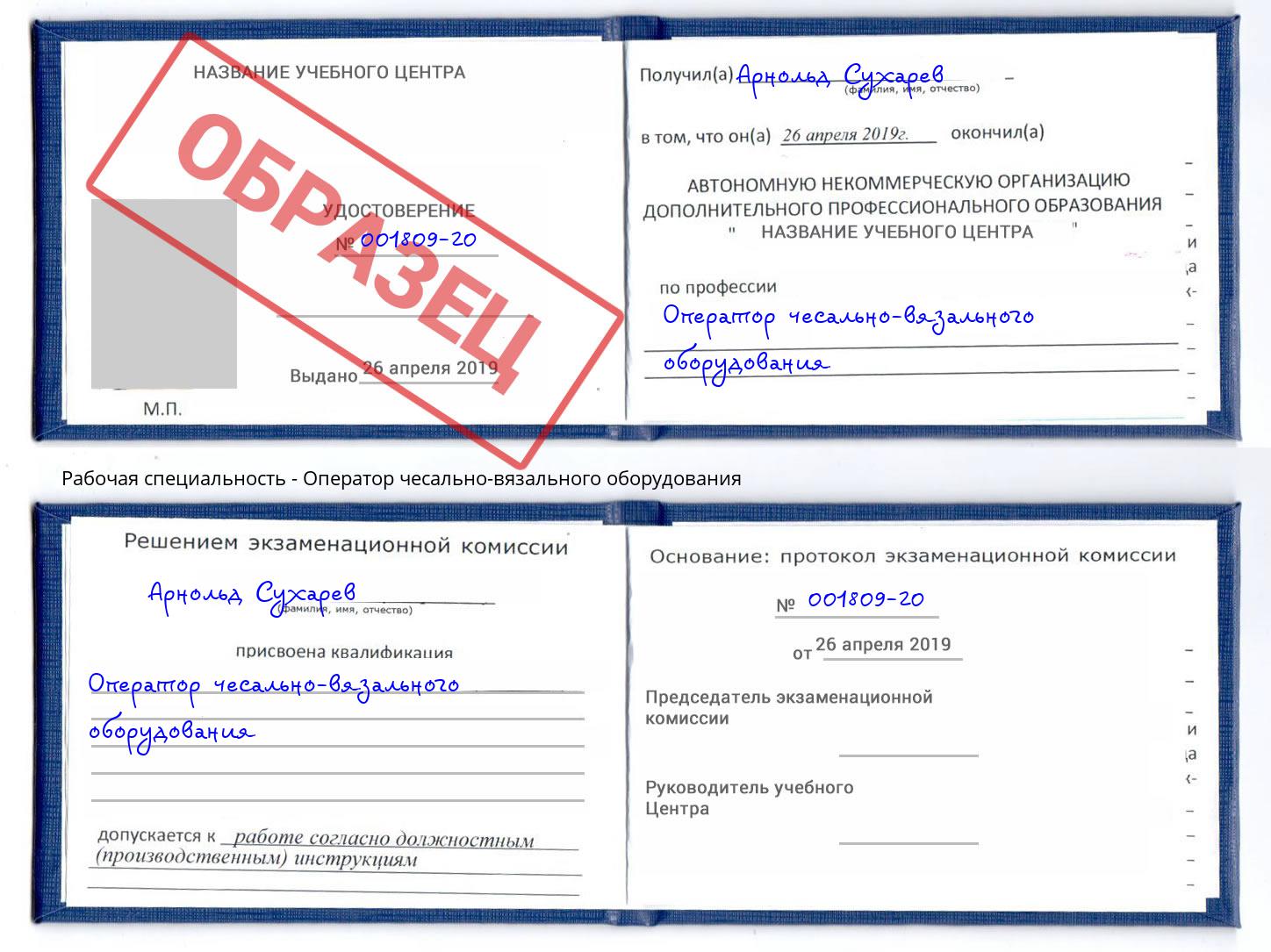 Оператор чесально-вязального оборудования Чайковский