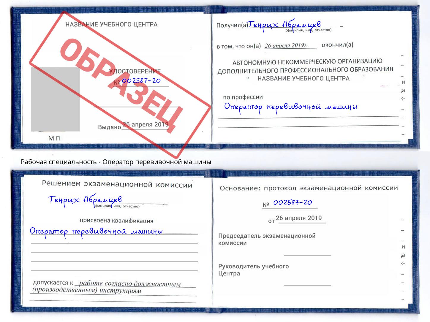 Оператор перевивочной машины Чайковский