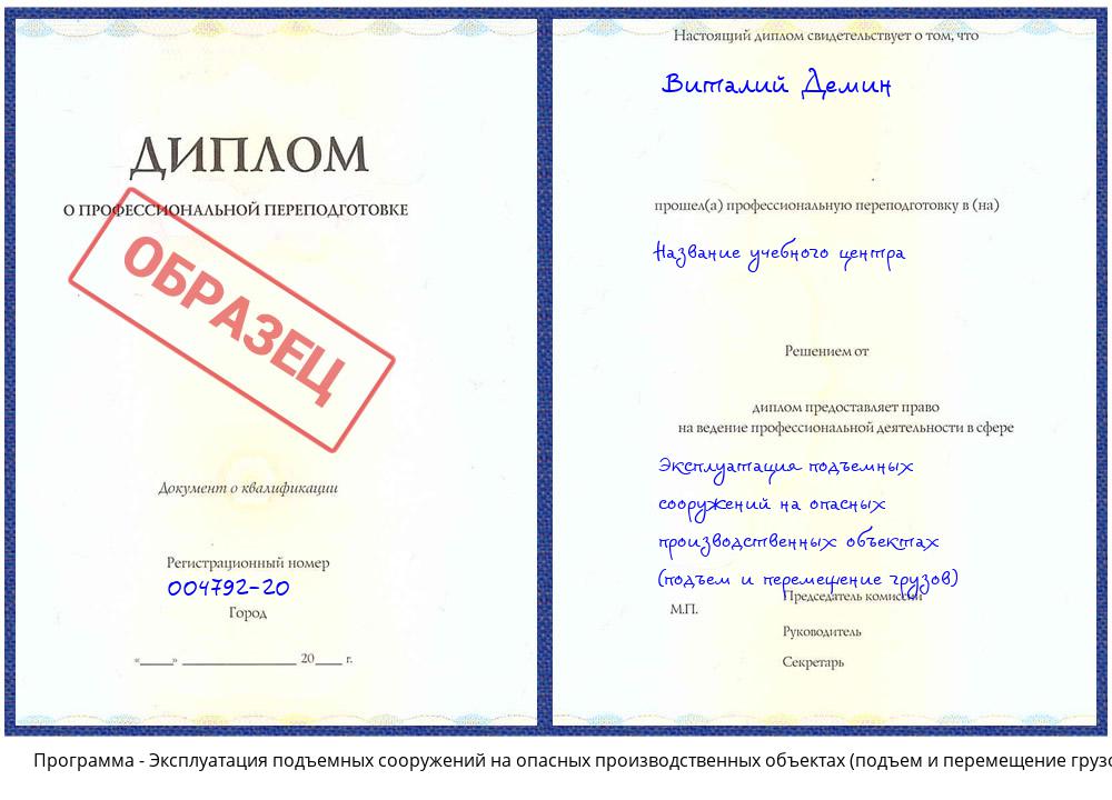 Эксплуатация подъемных сооружений на опасных производственных объектах (подъем и перемещение грузов) Чайковский